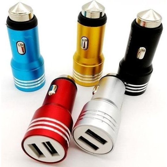 Wholesale Lot of 5 Dual Port Aluminum Car Chargers - Picture 1 of 3